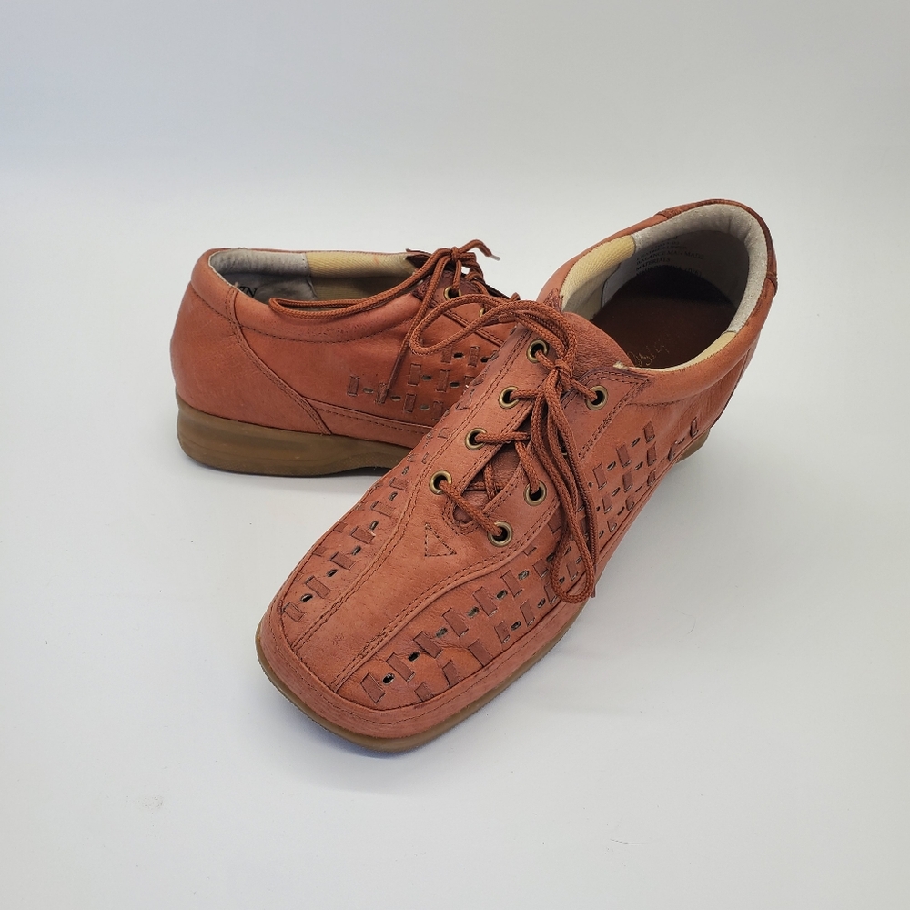 Angel Steps Leather Lace Up Comfort Walking Shoe Size 7N Brown
